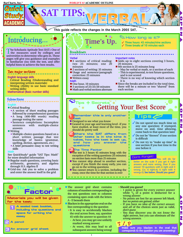 Sat Tips: Math (Quick Study Academic): BarCharts, Inc