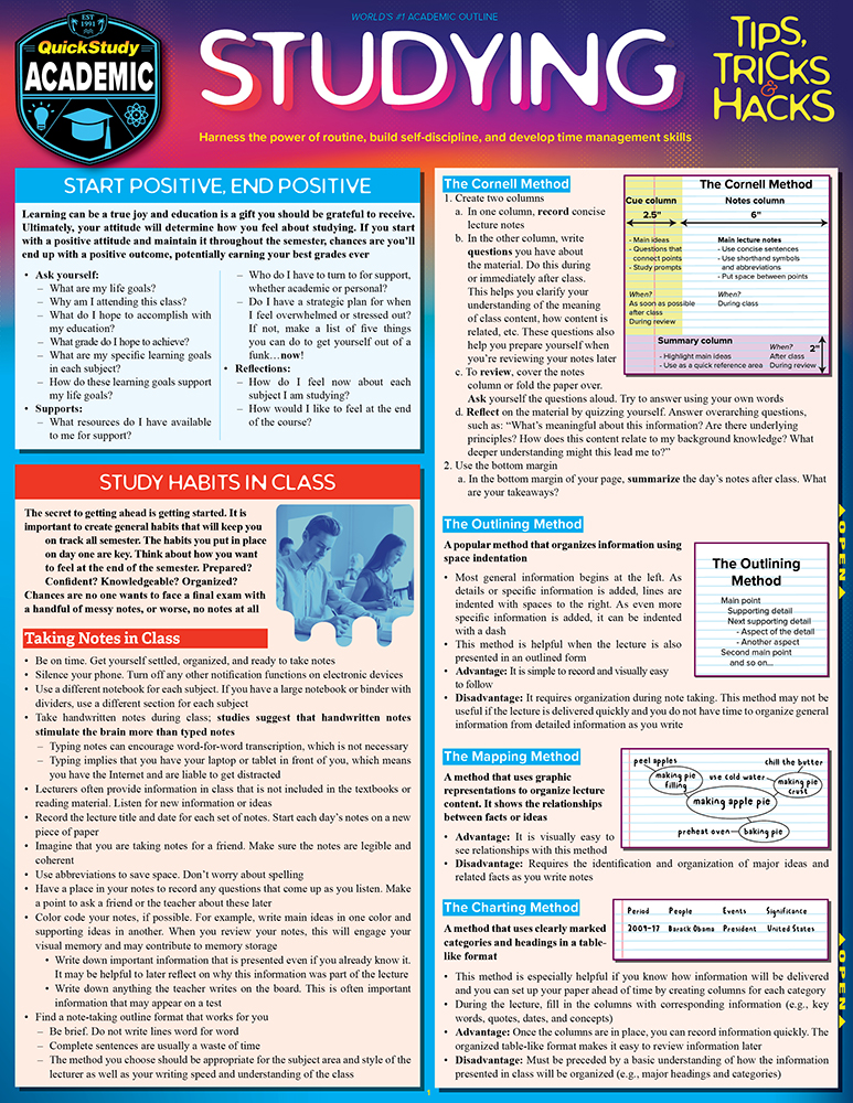 Studying Tips, Tricks & Hacks: QuickStudy Laminated Reference Guide To ...